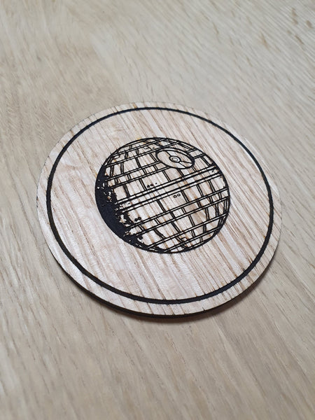 Laser cut wooden coaster. Death star - Unique Gift lasercut