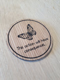 Laser cut wooden coaster personalised. Life is strange butterfly consequences