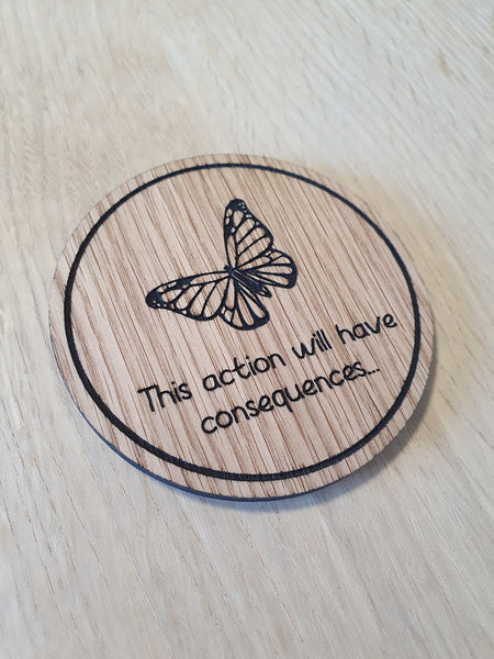 Laser cut wooden coaster personalised. Life is strange butterfly consequences