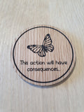 Laser cut wooden coaster personalised. Life is strange butterfly consequences