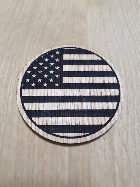 Laser cut wooden coaster personalised. America flag