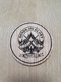 Laser cut wooden coaster. Days Gone Honor and Glory Mountain Tattoo - Unique Gift lasercut
