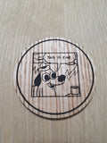 Laser cut wooden coaster personalised. Meme Dog - This Is Fine