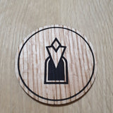 Laser Cut Oak Veneer Coaster: Dragon Born Location Marker