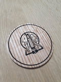Laser cut wooden coaster personalised. Ellie Space Shuttle pin