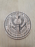 Laser Cut Oak Veneer Coaster: Bureau of Control Design