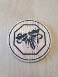 Laser cut wooden coaster personalised. Fireflies Graffiti Stop road sign