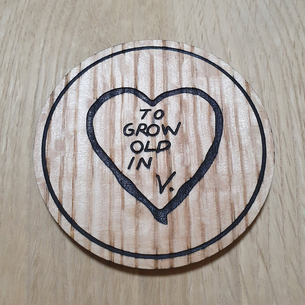 Laser cut wooden coaster. Grow old quote - Unique Gift lasercut