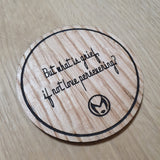 Laser cut wooden coaster. Love Preserveing Quote - Unique Gift lasercut