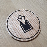 Laser Cut Oak Veneer Coaster: Dragon Born Location Marker
