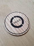 Laser cut wooden coaster personalised. I am alive