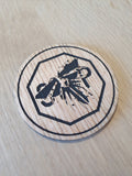 Laser cut wooden coaster personalised. Fireflies Graffiti Stop road sign