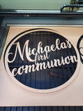 Personalized First Communion Wooden Sign: Lasercut MDF Gift