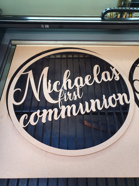 Personalized First Communion Wooden Sign: Lasercut MDF Gift