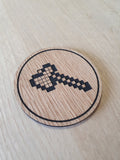 Laser Cut Oak Coaster: Diamond Axe Design