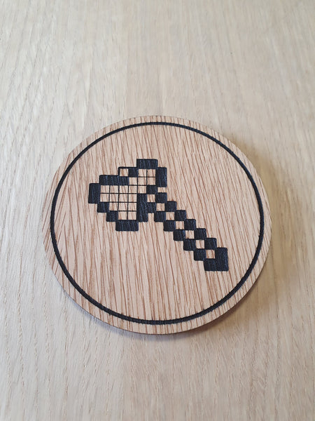 Laser Cut Oak Coaster: Diamond Axe Design