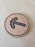 Laser cut wooden coaster personalised. Minecraft Diamond Pickaxe