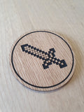 Laser Cut Oak Coaster: Diamond Sword Design