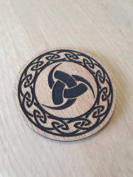 Laser Cut Wooden Coaster: Horns of Odin Viking Design