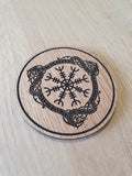 Laser Cut Wooden Coaster: Aegishjalmur Helm of Awe Viking Design