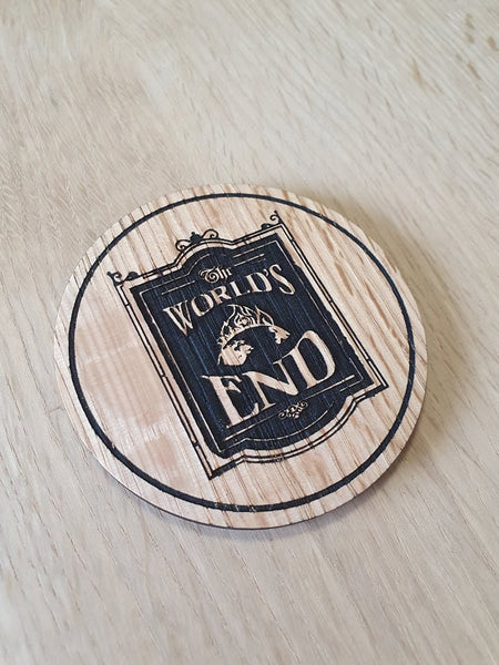 Laser cut wooden coaster. Three Flavours Cornetto trilogy - The Worlds End - Unique Gift lasercut