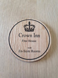Laser cut wooden coaster personalised. Three Flavours Cornetto trilogy Crown Inn - Hot Fuzz