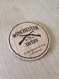 Laser cut wooden coaster personalised. Three Flavours Cornetto trilogy Winchester Tavern