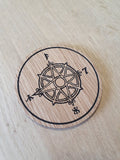 Laser Cut Oak Veneer Coaster: Wonder Compass Design