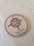 Laser Cut Oak Veneer Coaster: Wonder Compass Design