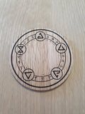 Laser cut wooden coaster personalised. Witcher Runes
