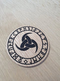 Laser Cut Oak Coaster: Horns of Odin, Viking Runes