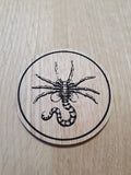 Laser cut wooden coaster. Alien Xenomorph Face Hugger - Unique Gift lasercut