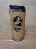Lasercut Travel Mug - S-Steel with 100% Bamboo exterior - Prancing Pony - Unique Gift