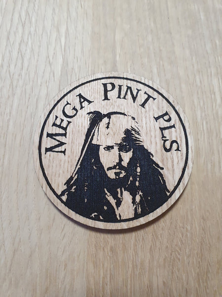 Laser cut wooden coaster. Depp Heard Mega Pint Pun - Unique Gift lasercut