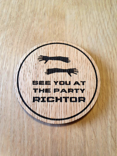 Laser cut wooden coaster. Total Recall Richtor Party Quote - Unique Gift lasercut