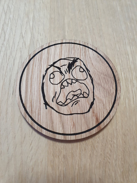Laser cut wooden coaster. Meme Rage face FFFFFUUUUUU - Unique Gift lasercut