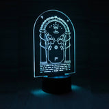 LED 3D Lamp Laser engraved - Lord of the rings Door of Durin. Elvin.
