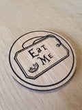 Laser cut wooden coaster. Alice Eat Me Drink Me Double Deal - Unique Gift lasercut