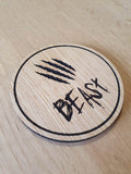 Laser cut wooden coaster. Beast - Unique Gift lasercut