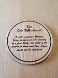 Laser cut wooden coaster. Constitution - Unique Gift lasercut