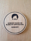 Laser cut wooden coaster. Dodge Blood Inspirational Quote - Unique Gift lasercut