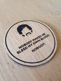 Laser cut wooden coaster. Dodge Blood Inspirational Quote - Unique Gift lasercut