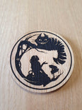 Laser cut wooden coaster. Alice Cheshire Cat - Unique Gift lasercut
