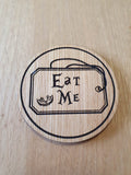 Laser cut wooden coaster. Alice Eat Me Drink Me Double Deal - Unique Gift lasercut