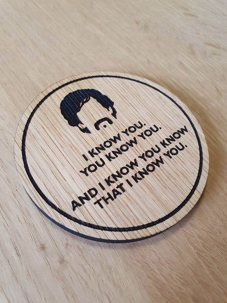 Laser cut wooden coaster. Dodge Know Inspirational Quote - Unique Gift lasercut