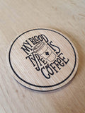 Laser cut wooden coaster. Coffee Blood Type Pun - Unique Gift lasercut