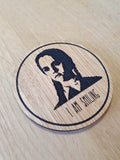 Laser cut wooden coaster. Wednesday I Am Smiling - Unique Gift lasercut