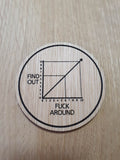 Laser Cut Oak Coaster: Fuck Around Find Out Graph