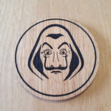 Laser cut wooden coaster. Dali Mask - Unique Gift lasercut
