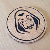 Laser cut wooden coaster. Dali Mask - Unique Gift lasercut